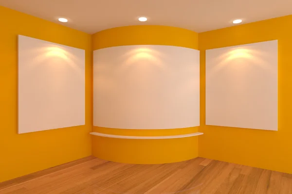 Gallery yellow corner room — Stock Photo, Image