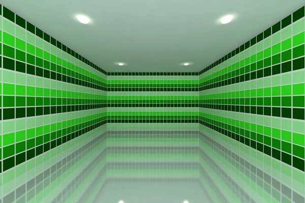 Green tone tile wall design — Stock Photo, Image