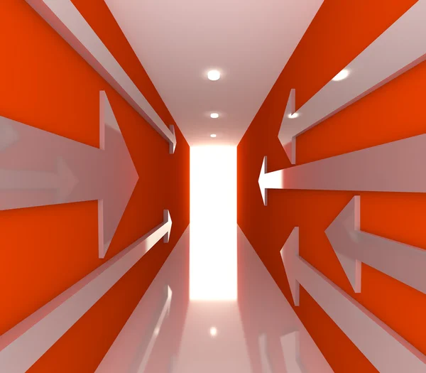 Rotes leeres Zimmer mit Pfeil — Stockfoto