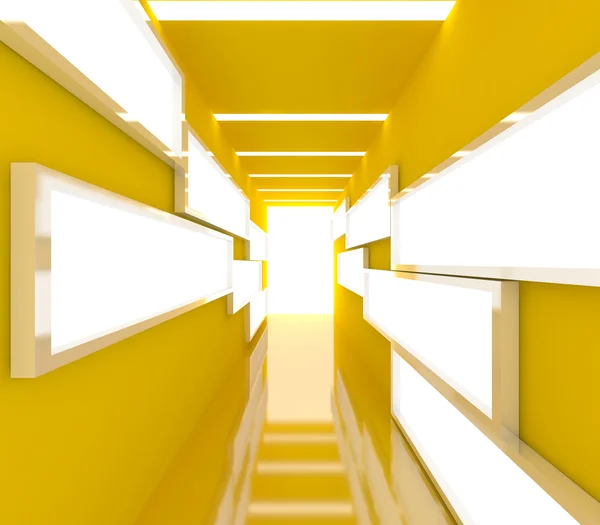 Renderizado interior amarillo abstracto — Foto de Stock