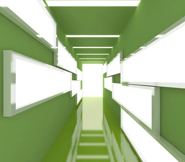 Renderizado interior verde abstracto — Foto de Stock