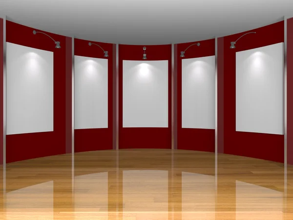 Red gallery wall — Stock Photo, Image