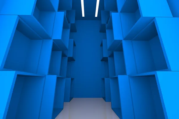 抽象盒子蓝色房间 — 图库照片