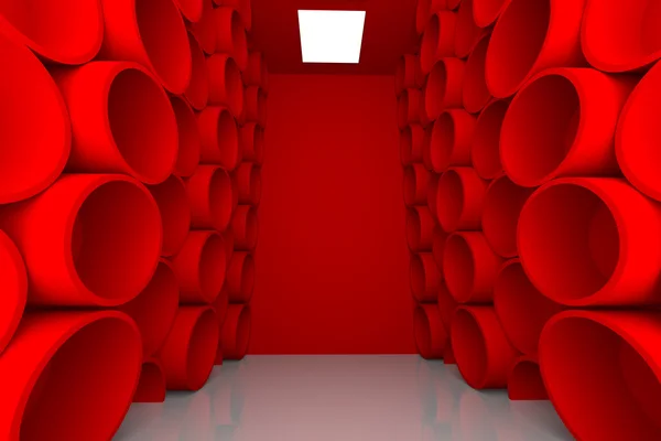Abstrakte Kugel rote Zimmerregale — Stockfoto