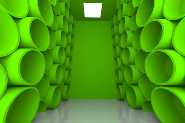 Sphère abstraite étagères de salle verte — Photo