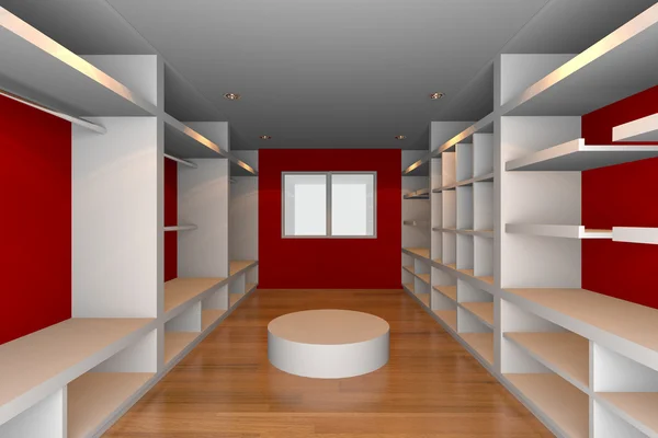 Red walk-in closet — Stock Photo, Image