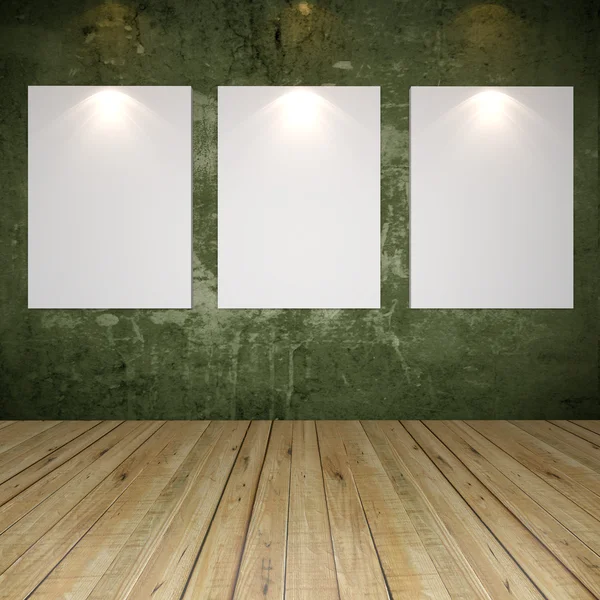 White canvas on green grunge texture wall — Stock Photo, Image