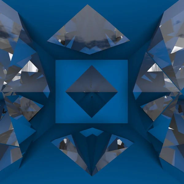 Μπλε άδειο δωμάτιο με διαμάντι — Φωτογραφία Αρχείου