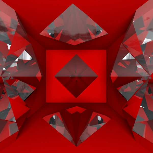 Червона порожня кімната з діамантом — стокове фото