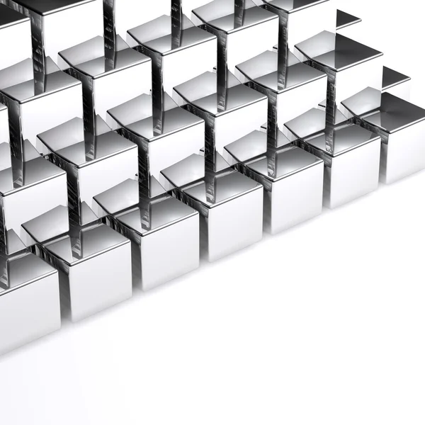 Cubes chromés abstraits sur fond blanc — Photo