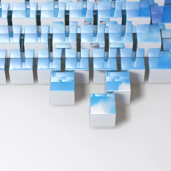Cubes bleus abstraits sur fond blanc — Photo