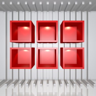 3D kırmızı raflar