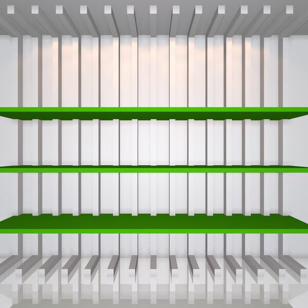 3D green shelves