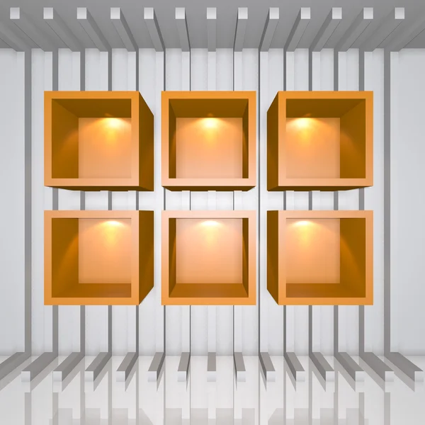 3D orange shelves — Stock Photo, Image