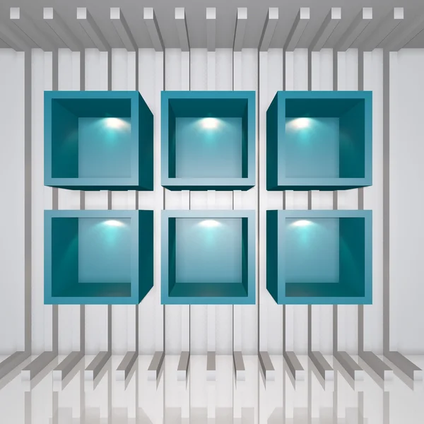 3D blue shelves — Stock Photo, Image