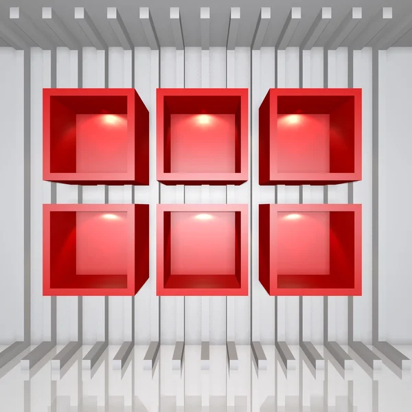 3D red shelves — Stock Photo, Image