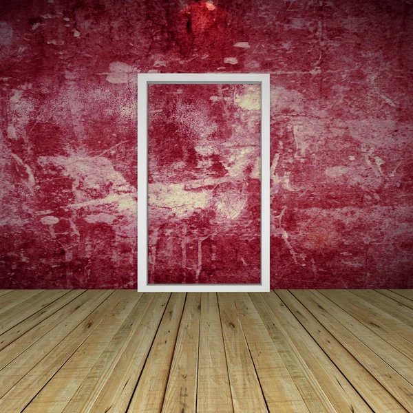 Червоний порожній кімнаті з дверима — стокове фото