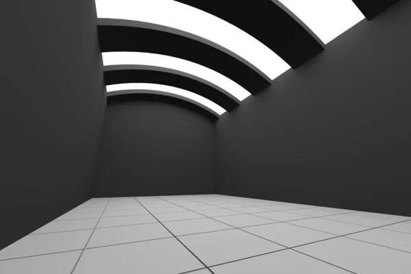 Zwarte lege kamer met kromme plafond — Stockfoto
