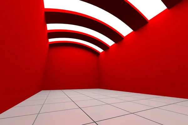 Chambre vide rouge avec plafond courbe — Photo