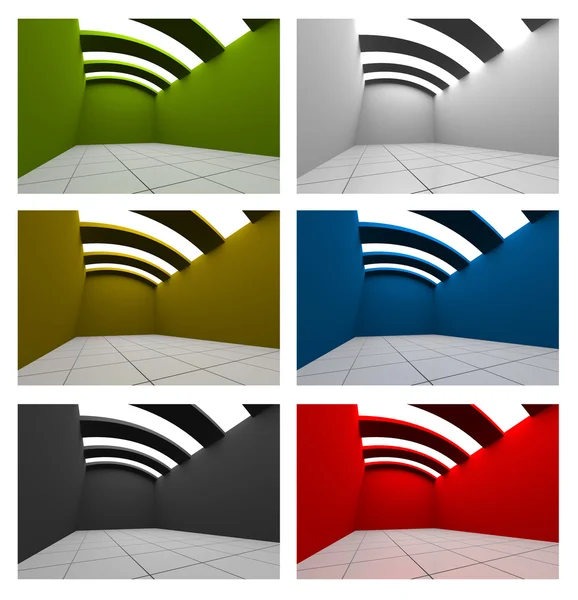 Set of Colorful Empty Room Curve Ceiling — Stock Photo, Image