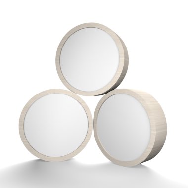 üç ağaç boş yuvarlak kutu görüntüleme