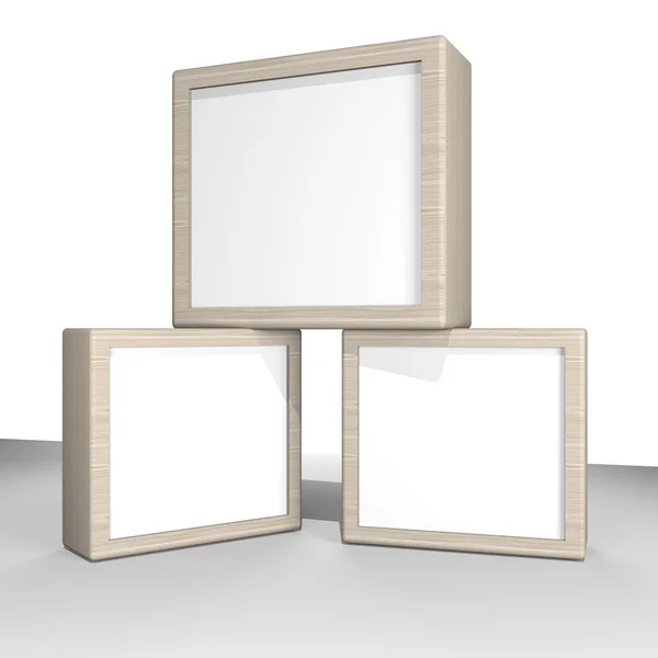 Три пустых окна дисплей — стоковое фото
