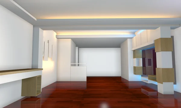 Interior design with wood floor — Stock Photo, Image