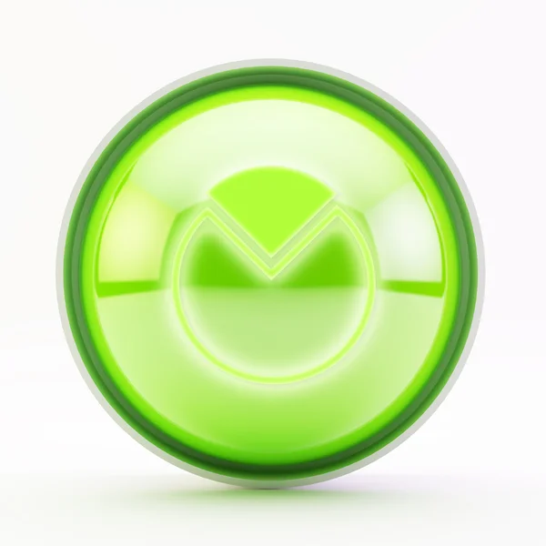 Chart pie Green Glass Button — Stock Photo, Image