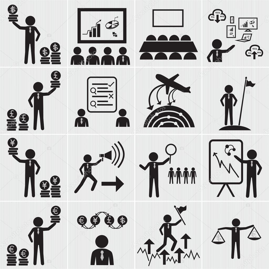 Human resource, business and management icon set
