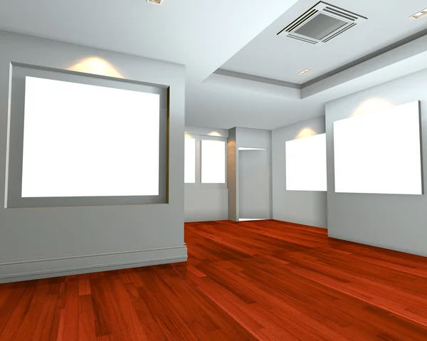 Empty room interior with white canvas view left — Stock Photo, Image