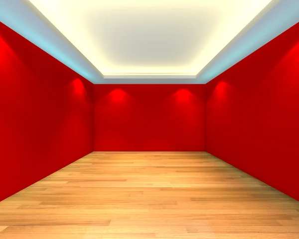 Пустая комната красная стена — стоковое фото