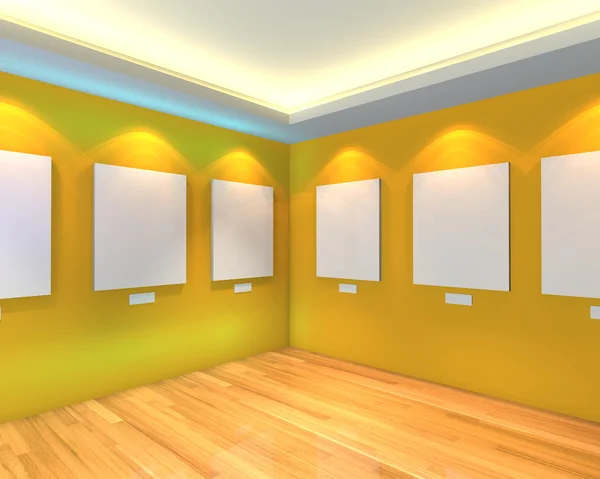 Empty room yellow gallery — Stock Photo, Image