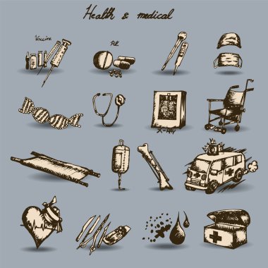 Sağlık ve Medikal set doodle