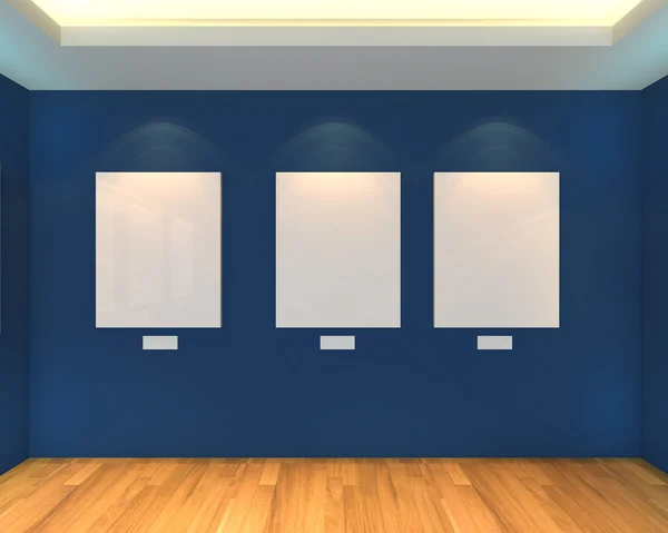 Empty room blue gallery — Stock Photo, Image