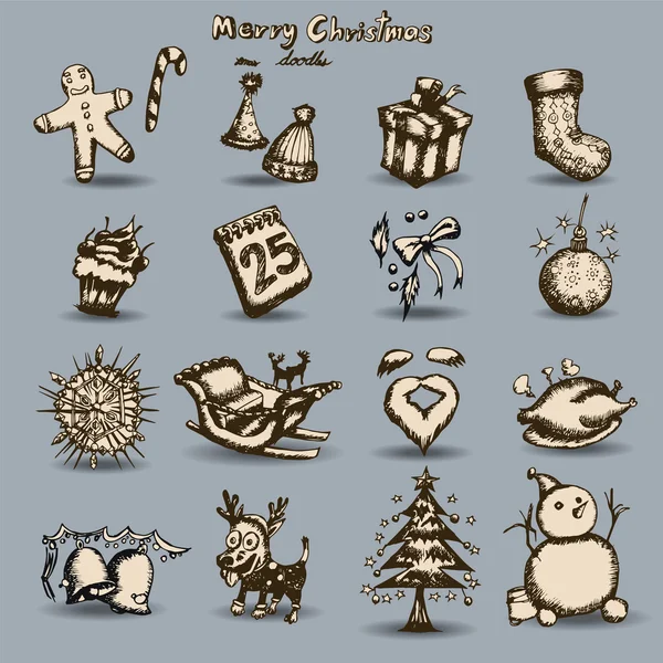 Set de Navidad Doodle — Archivo Imágenes Vectoriales