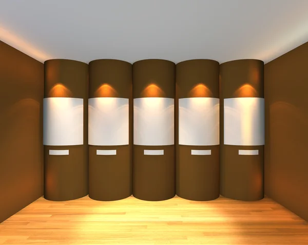 空荡荡的房间棕色弯曲的画廊 — 图库照片
