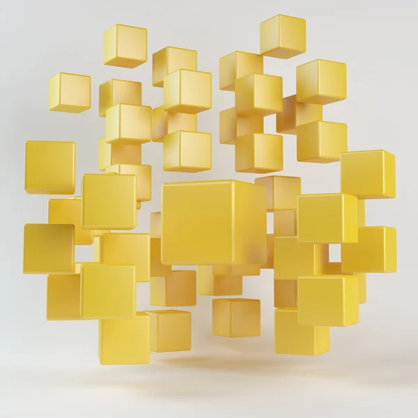 Abstract yellow geometric shapes from cubes — Stock Photo, Image