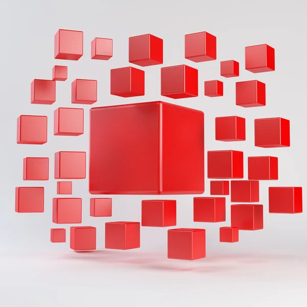 Abstract red geometric shapes from cubes — Stock Photo, Image