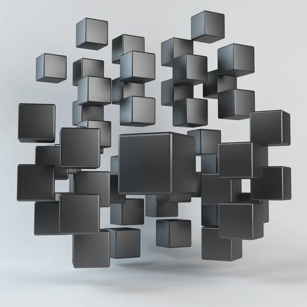 Abstract black geometric shapes from cubes — Stock Photo, Image