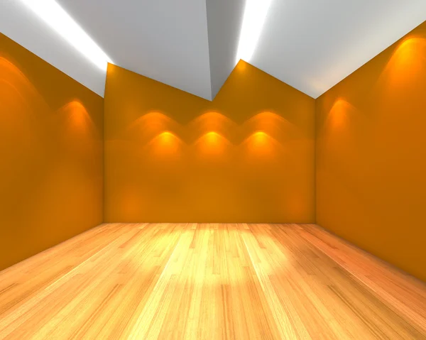 Empty room orange wall with Ceiling serration — Stock Photo, Image