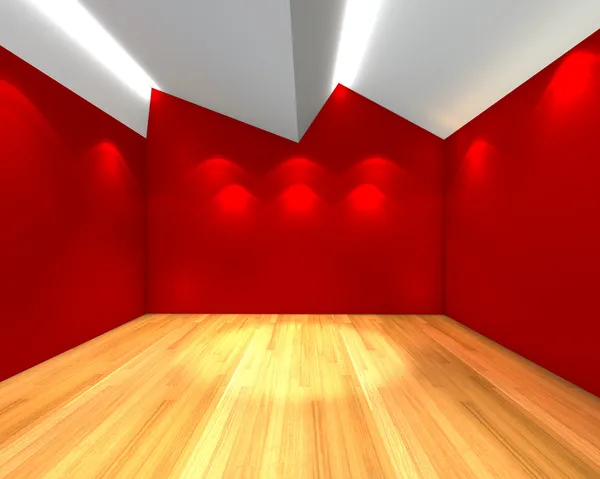 Stanza vuota parete rossa con serratura soffitto — Foto Stock