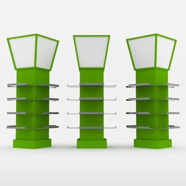 Färg grön hyllor design — Stockfoto