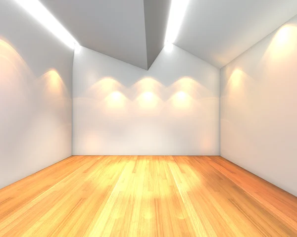 Leerer Raum weiße Wand mit Deckenverzahnung — Stockfoto