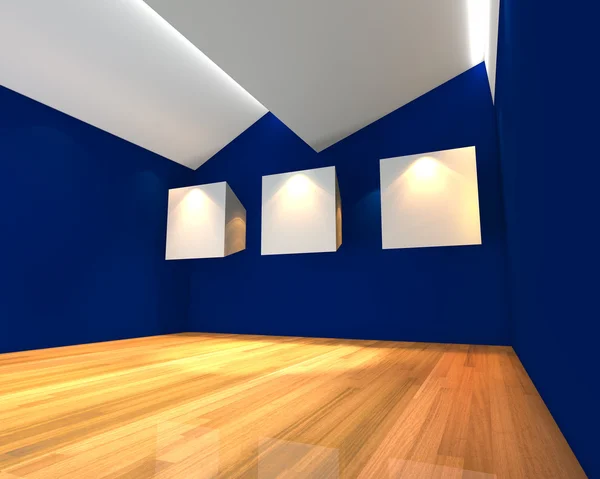 Mavi duvar beyaz canvas — Stok fotoğraf