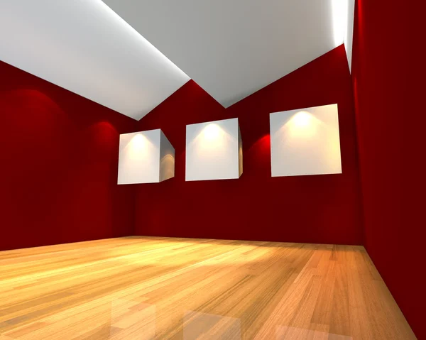 White canvas on red wall — Stock Photo, Image