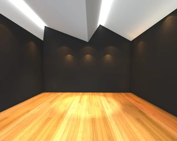 Empty room black wall with Ceiling serration — Stock Photo, Image