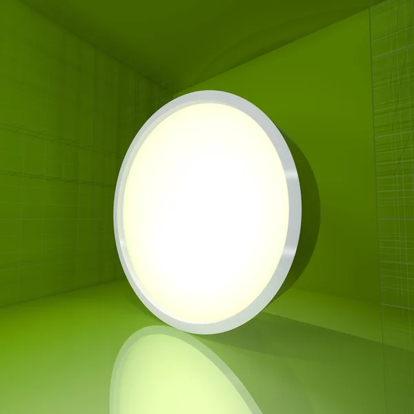 Порожній круглий ящик на зеленій порожній кімнаті — стокове фото