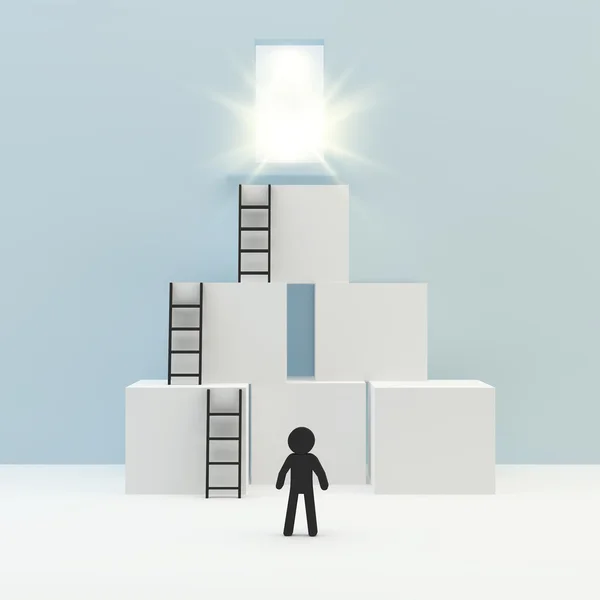 Person with ladder lean box — Stock Photo, Image