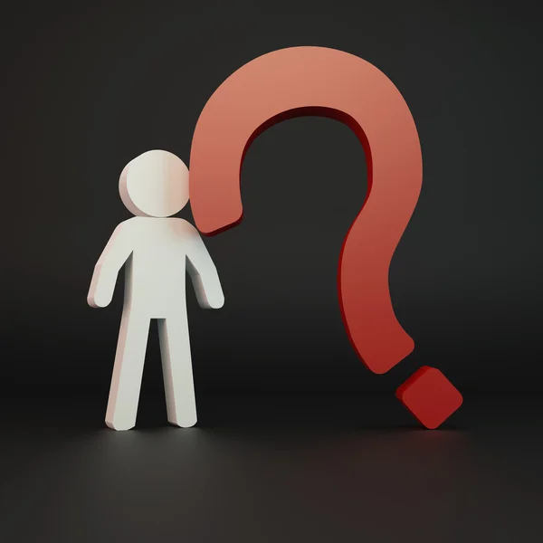 Person with red question mark — Stock Photo, Image