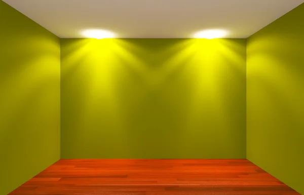 Iluminación de habitación vacía verde — Foto de Stock